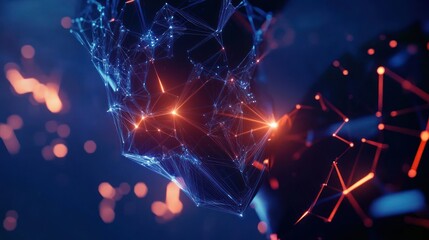 Poster - Abstract Network: Glowing Nodes and Connections in a Digital Universe