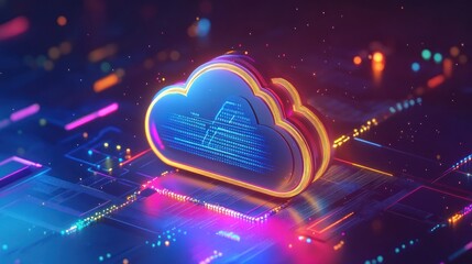 Poster - Neon Cloud Computing Digital Data Storage Network