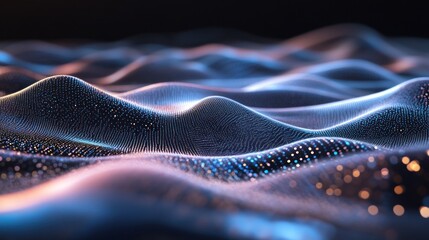 Poster - Abstract Digital Waveform: Glowing Particles and Dynamic Curves