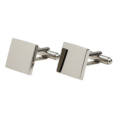 Sticker - Elegant Silver Square Cufflinks Mens Fashion Accessory Polished Metal Design Simple Modern Jewelry Business Professional