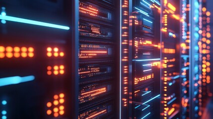 Poster - Futuristic Server Room: A Glimpse into the Digital Core