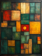 Poster - Abstract Geometric Canvas: A captivating abstract artwork featuring a mesmerizing arrangement of geometric shapes and vibrant hues. The canvas bursts with an array of bold, contrasting colors.