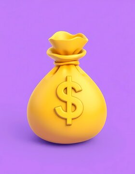 3d money bag icon with dollar sign in cartoon style. finance accumulation concept,coins,cash,rich,3d