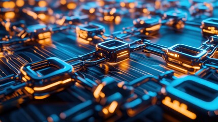 Poster - Abstract Futuristic Circuit Board:  A mesmerizing digital artwork depicting a complex network of glowing metallic components, showcasing cutting-edge technology and innovative design.