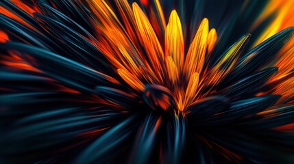 Poster - Abstract Design of  a Flower with Orange and Blue Colors
