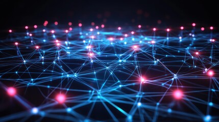 Poster - abstract network connections: digital data flow visualization