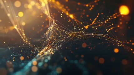 Poster - abstract network: golden connections in a digital universe