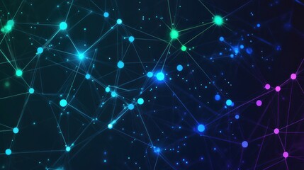 Poster - abstract network connection: a vibrant visualization of interconnected nodes and lines, symbolizing 