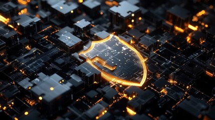 Poster - Cybersecurity Shield: Digital Fortress, Data Protection, Network Security, Online Safety,  Virtual Defense,  Electronic Barrier,  Internet Protection,  Digital Armor,  Secure System,  