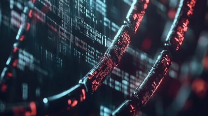 Poster - Abstract Digital Data Streams:  A Cyberpunk-Style Visualization of Binary Code and Network Connections