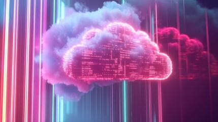 Poster - Neon Cloud Computing: Digital Transformation in a Futuristic Setting