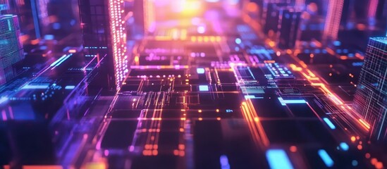 Poster - Abstract Neon Cityscape
