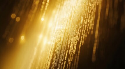 Poster - Golden Data Stream: Abstract Digital Background