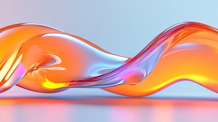 Fototapete - Flowing light waves in vivid orange and blue tones intertwine, showcasing a striking contrast and smooth fluidity in their movement
