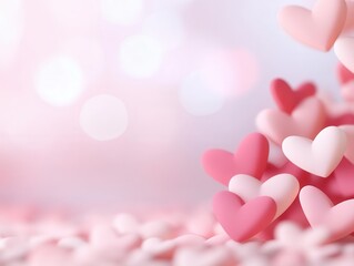 Poster - Elegant gradient heart shapes with a soft glow make for a romantic and minimalist Valentine's Day background.