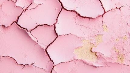 Poster - The textured pink surface shows intricate cracks with varying shades, revealing signs of aging and wear, emphasizing intricate details
