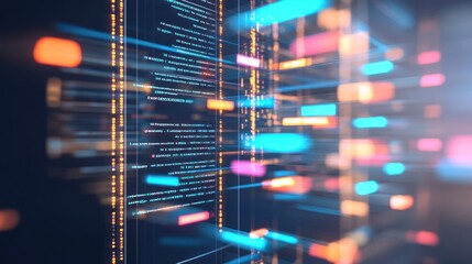 Poster - Abstract Digital Data Flow: A Symphony of Code and Light
