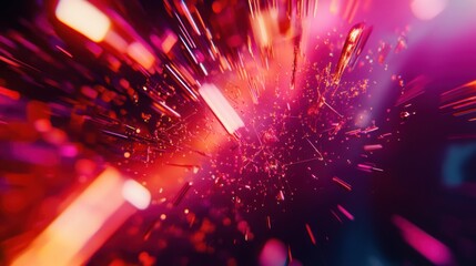 Poster - Abstract Red and Pink Light Streaks