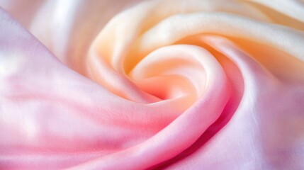 Poster - Flowing silk fabric in soft pink hues swirls elegantly, showcasing a delicate texture ideal for fashion, home decor, or art projects
