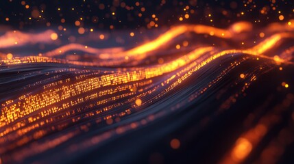 Poster - Abstract Digital Wave: Glowing Data Stream