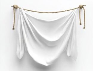 Poster - White fabric draped on rope against white wall. (2)