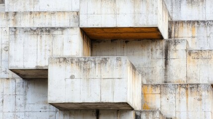 Poster - Close-up view of a textured concrete wall displaying geometric shapes and layers, highlighting the industrial aesthetic of contemporary design
