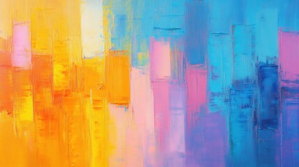 Poster - This artwork features a vivid composition of brushstrokes blending warm yellows and cool blues, creating a striking visual impact