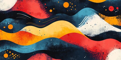 Poster - Abstract Wave Forms: A Vibrant, Textured Composition