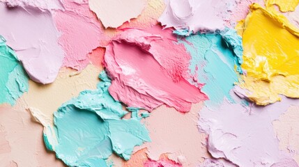 Poster - Pastel brush strokes blend harmoniously, showcasing a variety of soft colors that evoke tranquility and artistic inspiration in a modern aesthetic