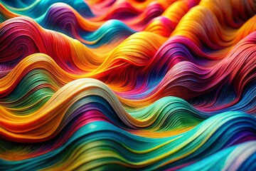 Poster - Abstract Colorful Wavy Digital Art: High-Resolution Stock Photo