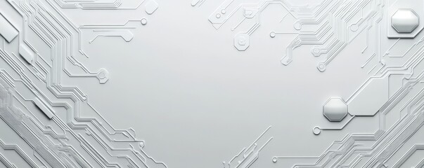 Poster - Abstract white circuit board texture background.