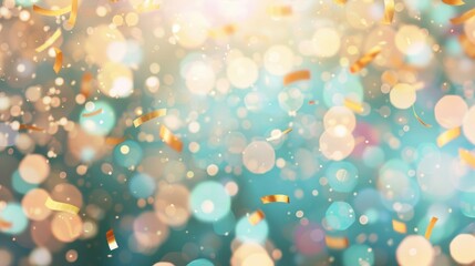 Poster - Colorful confetti falls amidst vibrant orange bokeh lights, capturing the essence of a joyful celebration during an evening event