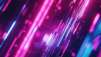 Poster - Abstract Neon Lightscape: Vivid Pink and Blue Streaks