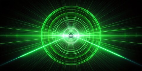 Fototapete - Abstract Green Laser Light Beams Rotating on Black Background - Modern Loopable Animation Stock Photo
