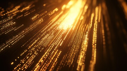 Poster - Golden Data Stream: Abstract Digital Art