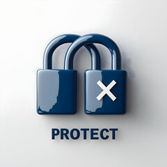 Aufkleber - A graphic of two blue locks symbolizing protection, with one featuring an 