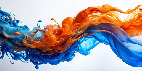 Poster - Abstract Swirling Blue and Orange Liquid Art - Dynamic Fluid Design