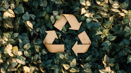 Wall Mural - eco-friendly recycle symbol made of green leaves and arrows, sustainability concept