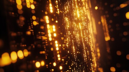 Poster - Golden Data Stream: Abstract Digital Art