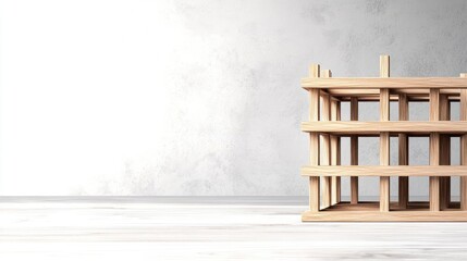 Aufkleber - Engineer blueprint concept. Wooden building model showcasing a contemporary architectural design.