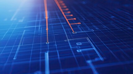 Poster - Engineer project concept. Abstract technology background with blue and orange lines on a circuit board.