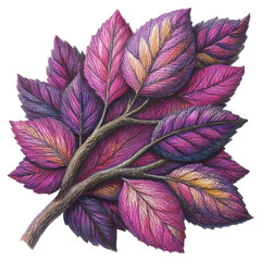 Embroidered Autumn leaves, botanical illustration, vibrant fall colors, watercolor painting, detailed leaf veins, red and yellow foliage, tree branch
