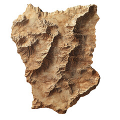Poster - A three-dimensional topographic map showcasing the intricate detail of a mountainous region's terrain and elevation changes.