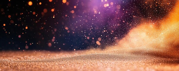Poster - Dust pollution idea. Abstract particles swirling in vibrant colors create a magical and captivating scene.