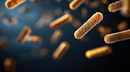 Poster - Dust pollution concept. Close-up view of microscopic bacteria in vibrant colors, illustrating microbial life.