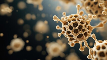 Aufkleber - Dust pollution concept. Microscopic view of cellular structures showcasing intricate details and textures.