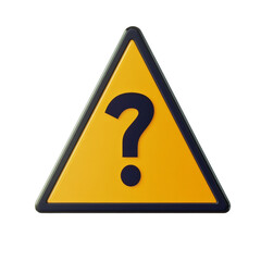 Poster - A yellow triangular warning sign with a dark blue question mark inside symbolizes uncertainty or the need for information.