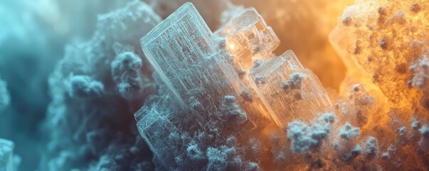Aufkleber - Dust pollution idea. A surreal depiction of partially submerged buildings surrounded by swirling colors.