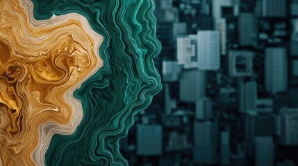 Poster - Dust pollution concept. An abstract design combining flowing shapes and colors for creative projects.