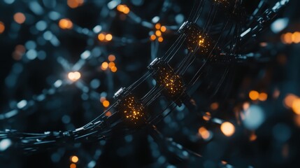 Poster - Abstract Network: A Digital Tapestry of Light and Connection